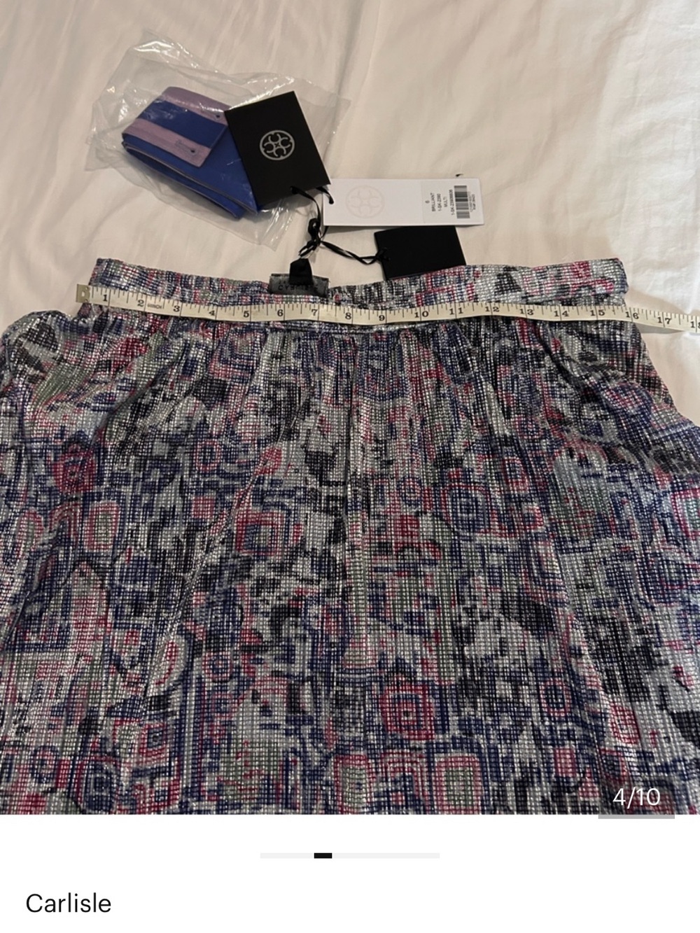 Carlisle Blue, Pink and Black Floral Pleated Skirt - Picture 3 of 10